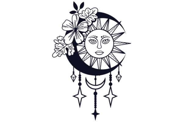 Moonlit Floral Sun: A Illustration