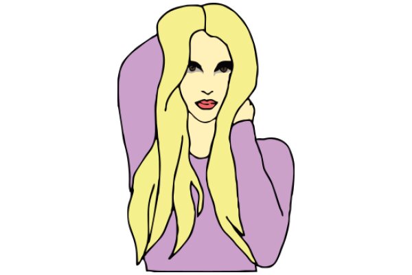 Stylized Illustration of a Woman with Blonde Hair and Purple Shirt