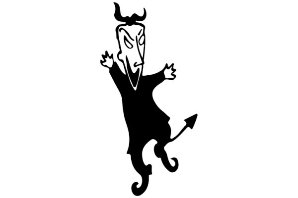 A Silhouette of a Devilish Figure with a Tail and Horns