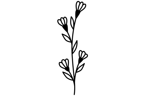 Simplistic Line Drawing of a Flowering Plant