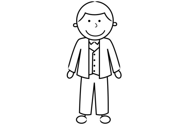 A Simple Line Drawing of a Smiling Man in a Suit and Tie