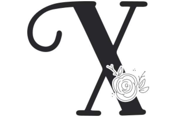 Stylized Letter 'X' with a Rose Accent