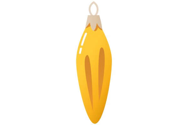 A Digital Illustration of a Yellow Fruit with a Stem and Leaf