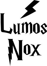 Stylized Logo with the Words 'Lumos Nox' and a Lightning Bolt Design