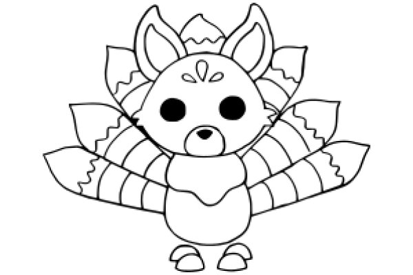 Whimsical Cartoon of a Stylized Fox Character with a Flower-like Pattern