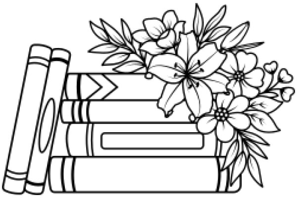 A Whimsical Illustration of a Flower Bouquet and Books