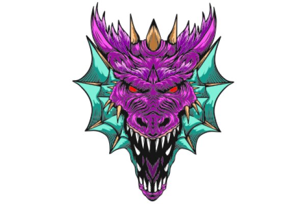 Vivid Fantasy: A Purple and Green Dragon with Horns and Spikes