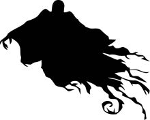 Silhouette of a Mystical Figure with a Swirling Tail