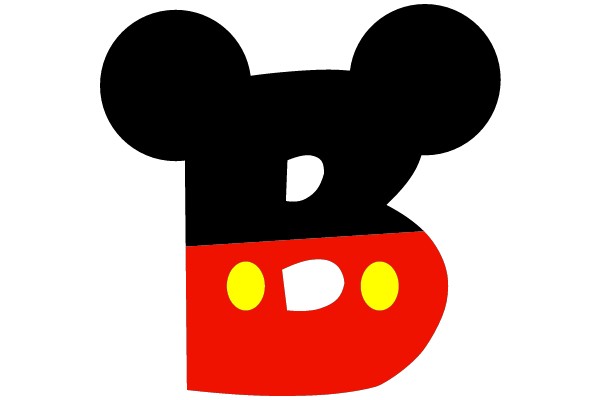 Simplistic Black and Red Mickey Mouse Logo