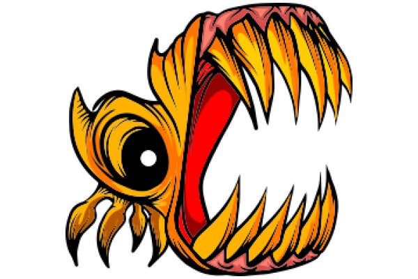 Vivid Illustration of a Cartoon Fish with a Giant Mouth and Sharp Teeth