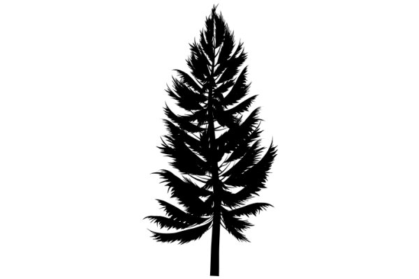 A Silhouette of a Tall, Leafy Tree Against a White Background