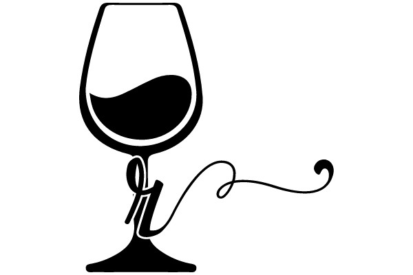 A Stylish Illustration of a Wine Glass with a Swirl of Wine