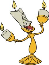 A Whimsical Scene of a Cartoon Character with Candles