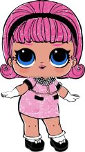 A Pink-Haired Cartoon Character with Blue Eyes and a Pink Dress