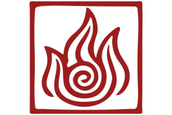 Stylized Red and White Fire Symbol