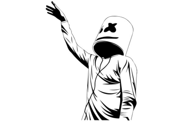 A Silhouette of a Character with a Mask and a Wave-like Arm