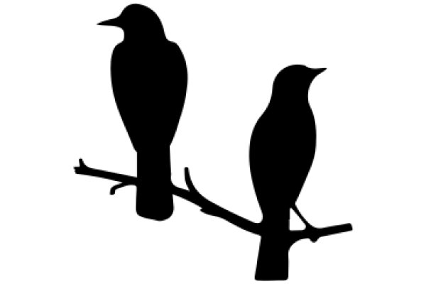 Silhouette of Two Birds on a Branch