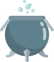 A Whimsical Illustration of a Cauldron with Floating Bubbles