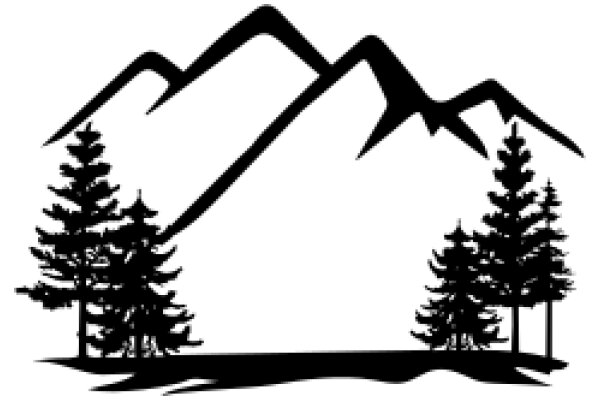 Silhouette of a Mountainous Landscape with Trees and a Skyline