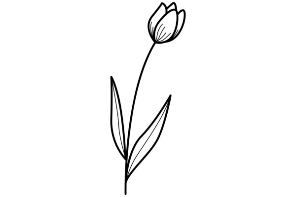 A Single Flower: A Line Drawing