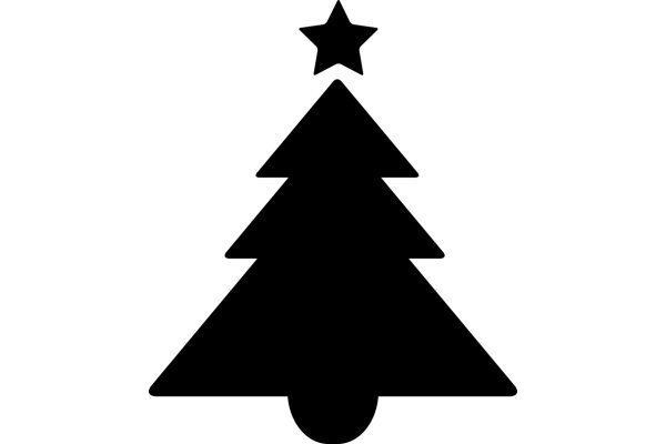 Simplified Christmas Tree Icon with Star on Top