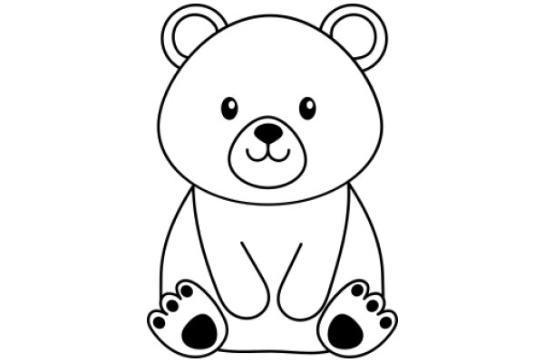 A Simple Line Drawing of a Cute Bear