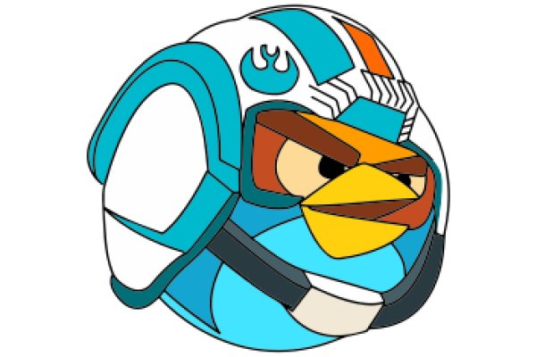 Stylized Illustration of a Bird with a Helmet and Angry Expression