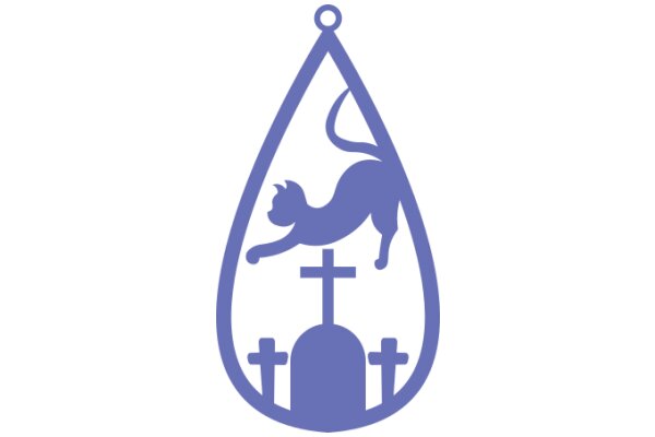 A Purple Icon of a Cat Leaping Over a Cross