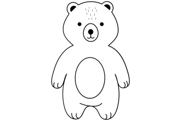 Simplistic Line Drawing of a White Bear with a Round Belly