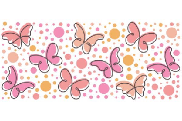 Whimsical Butterfly Pattern with Pink and Orange Circles