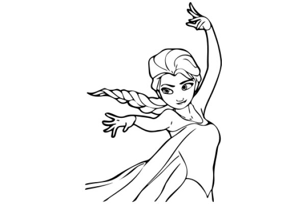 Stylized Illustration of a Female Character with a Ponytail