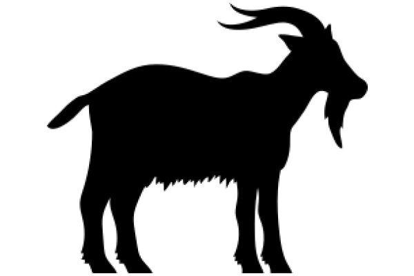 Silhouette of a Goat with a Long Horn