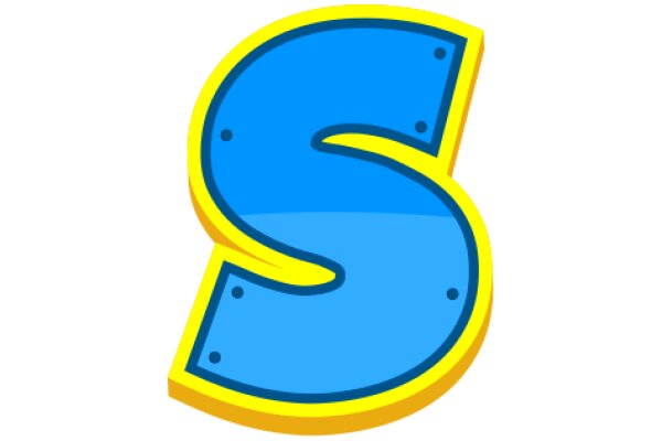 Vibrant Blue Letter 'S' with a Yellow Outline