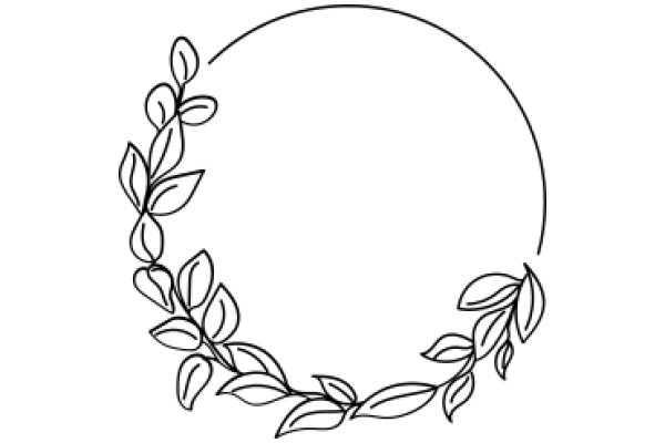 A Simple Line Drawing of a Wreath and Circle