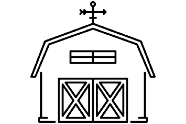 Simplistic Line Drawing of a Barn with a Cross on Top