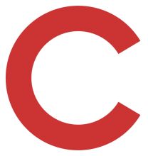 Vibrant Red Curved Letter C