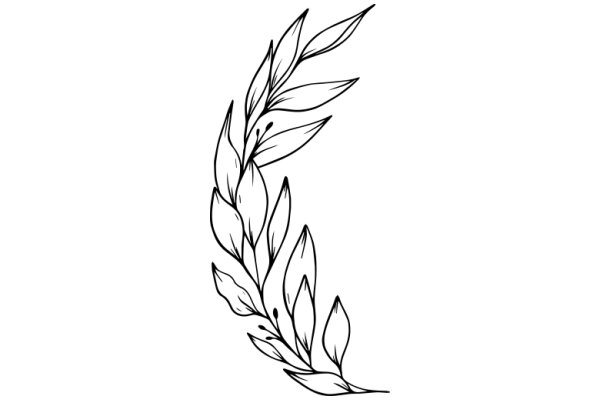 Stylized Line Art of a Flowering Plant