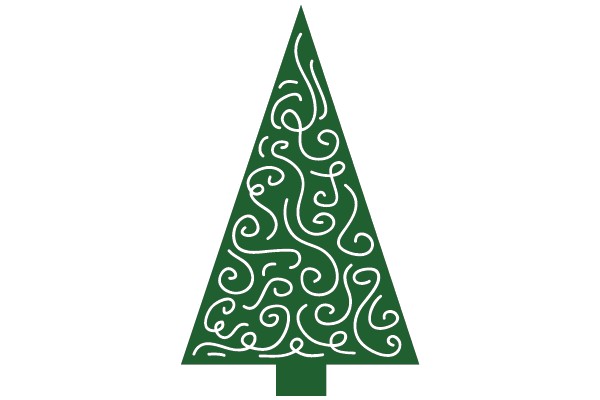 Simplistic Green Christmas Tree with Abstract Design