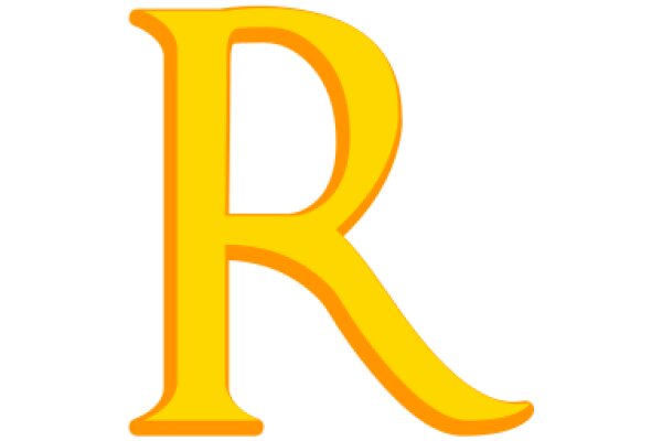 A Simple, Yellow Letter 'R' on a White Background