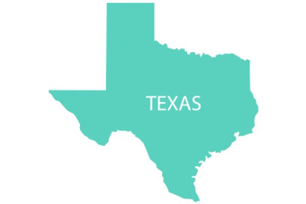 Texas State Map with the Word 'Texas' in White