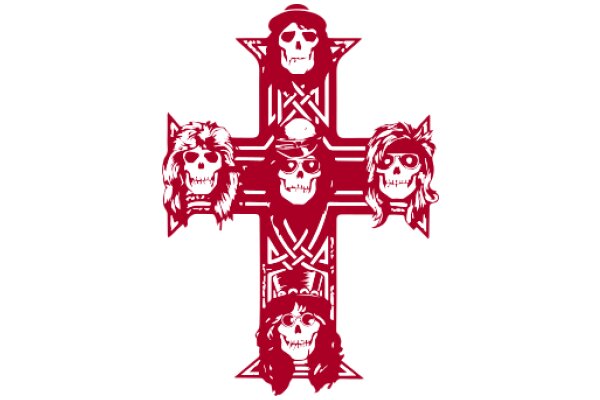 A Stylized Red Cross with Four Skulls