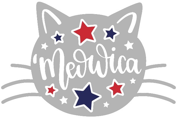 Stylish Cat Logo with Stars and Text