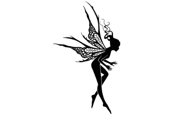 Elegant Silhouette of a Female Fairy