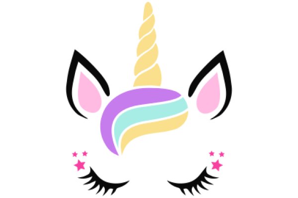 Whimsical Unicorn Logo with Elegant Eyes and Fluttering Lashes