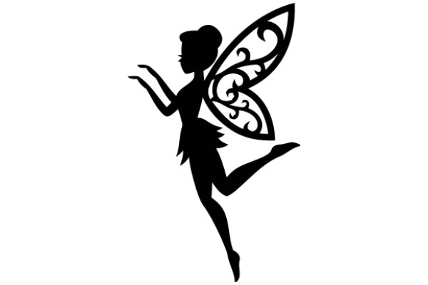 Silhouette of a Ballet Dancer with a Butterfly Wing