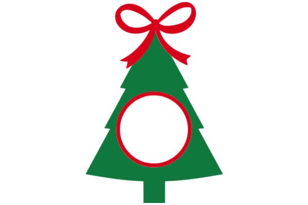 A Festive Christmas Tree with a Red Bow and a White Circle