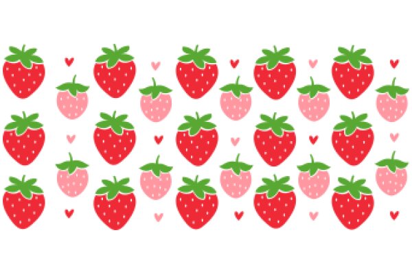 A Delightful Pattern of Strawberries and Hearts