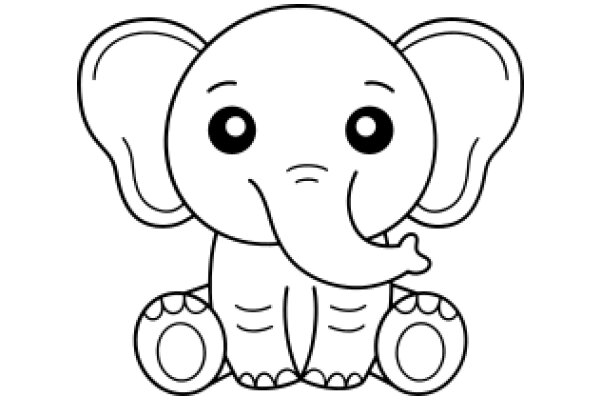 A Whimsical Drawing of an Elephant with Big Eyes and a Smile