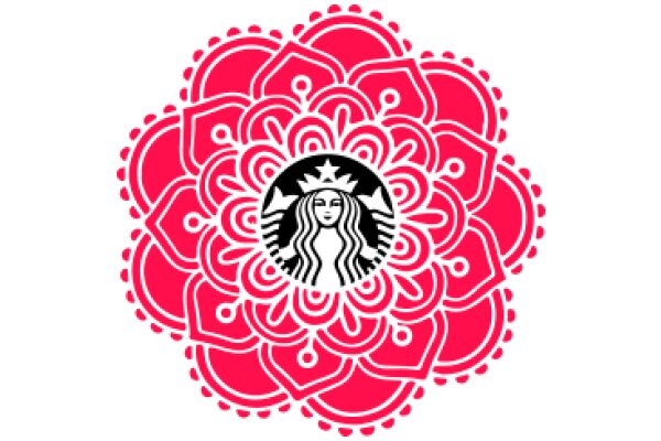 Stylized Starbucks Logo in a Pink Floral Pattern