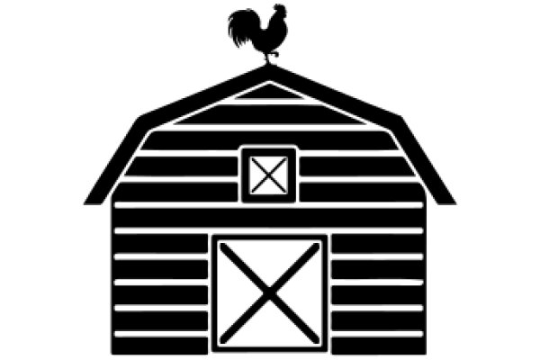 A Silhouette of a Rooster Perched on a Barn Roof